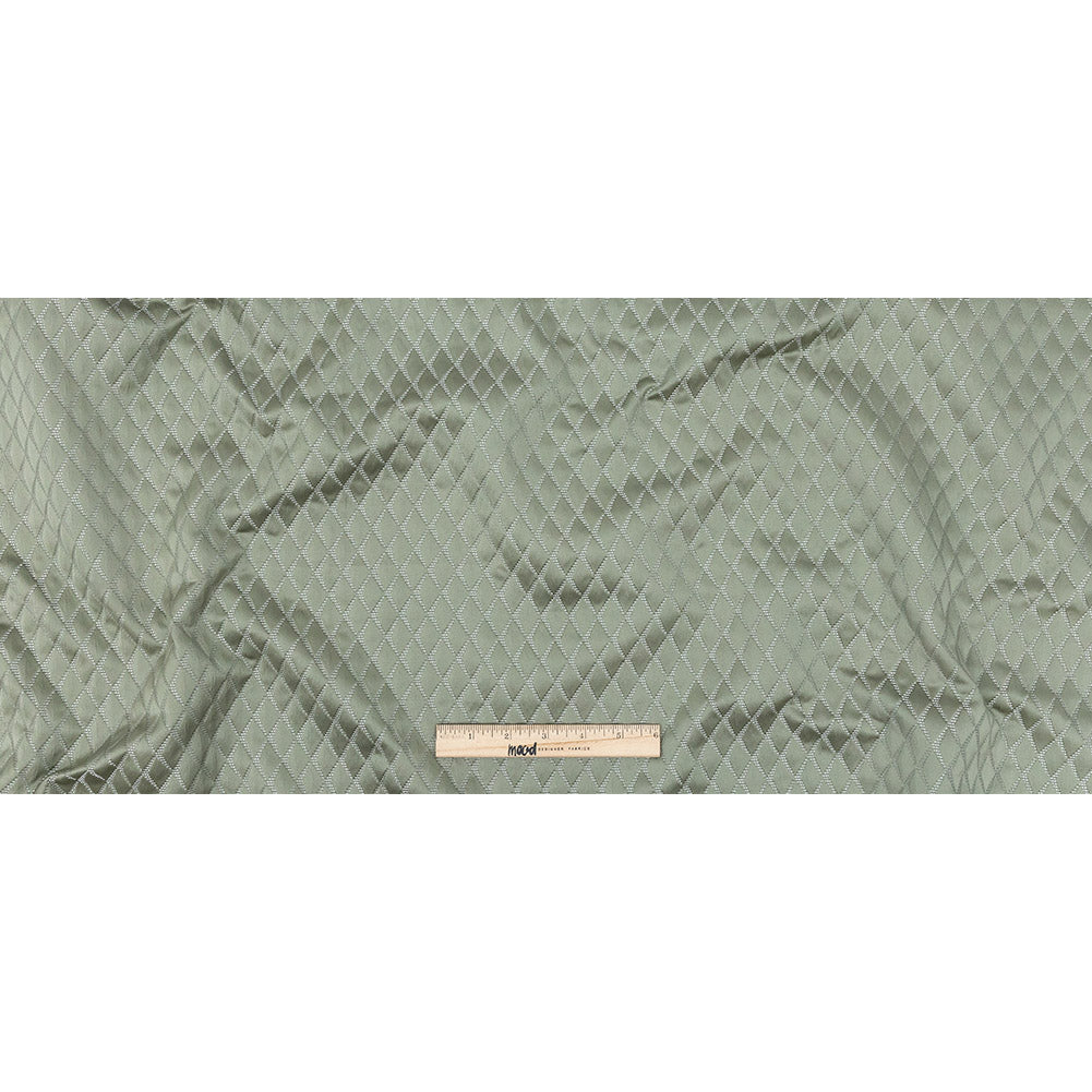 Satin-Faced Jacquard - Sage Shadow Diamonds - British Imported