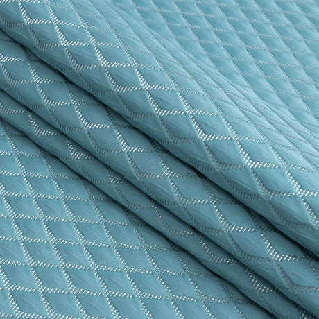 Satin-Faced Jacquard - Sky Shadow Diamonds - British Imported