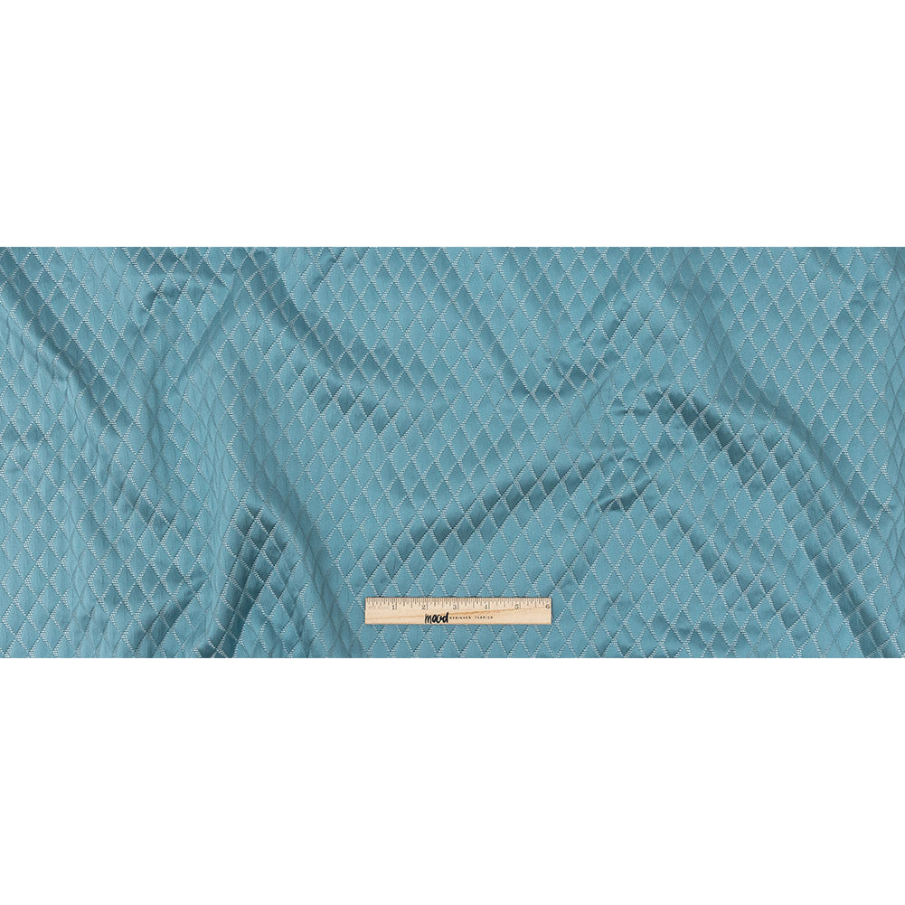 Satin-Faced Jacquard - Sky Shadow Diamonds - British Imported