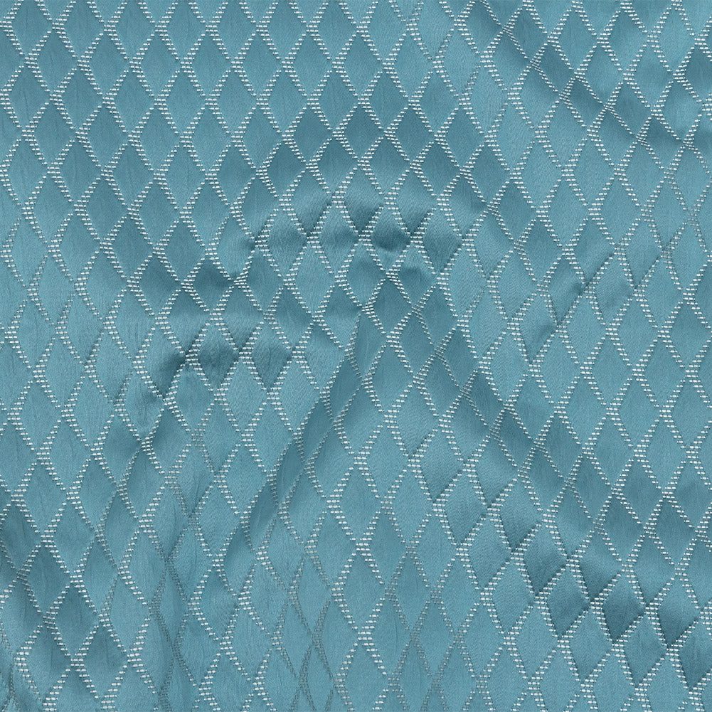 Satin-Faced Jacquard - Sky Shadow Diamonds - British Imported