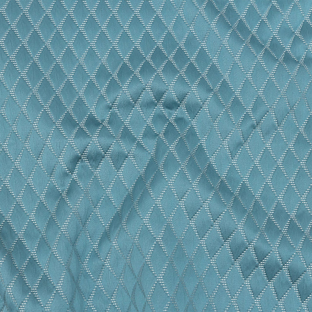Satin-Faced Jacquard - Sky Shadow Diamonds - British Imported
