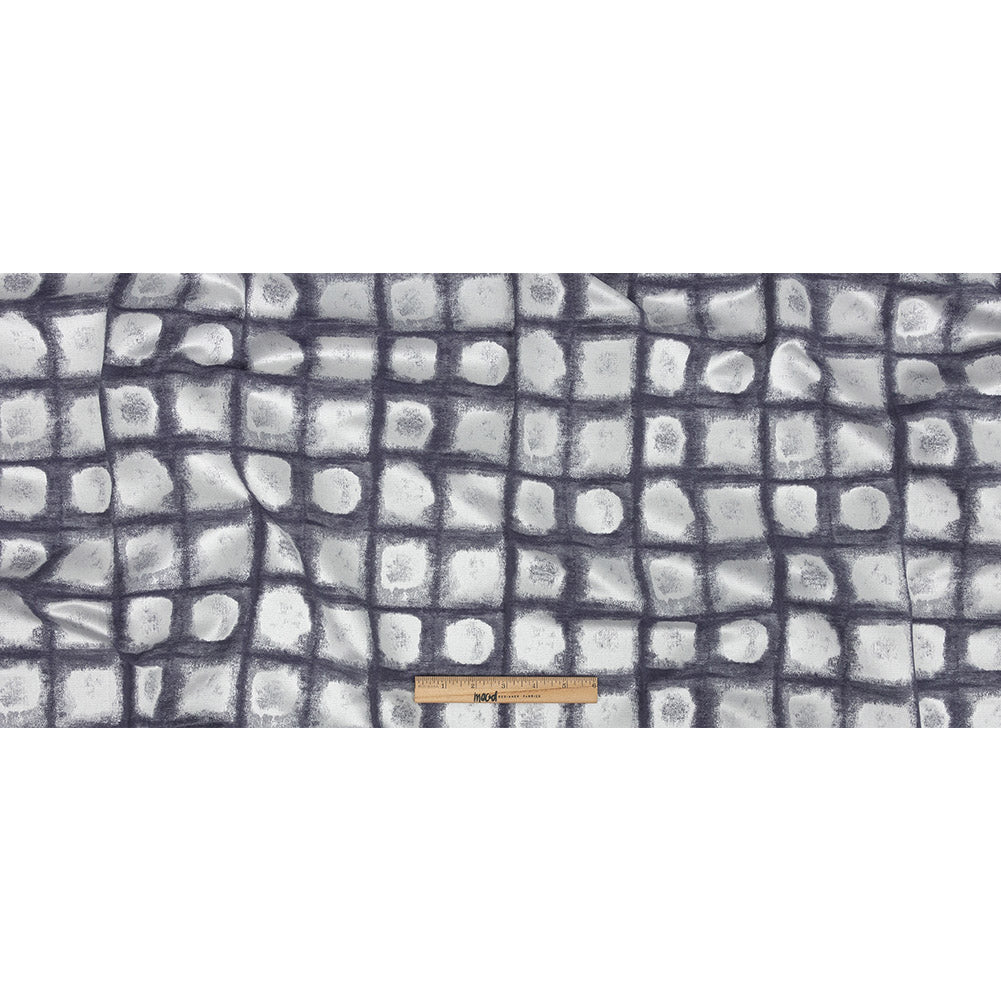 Drapery Jacquard - Indigo Painterly Squares - British Imported