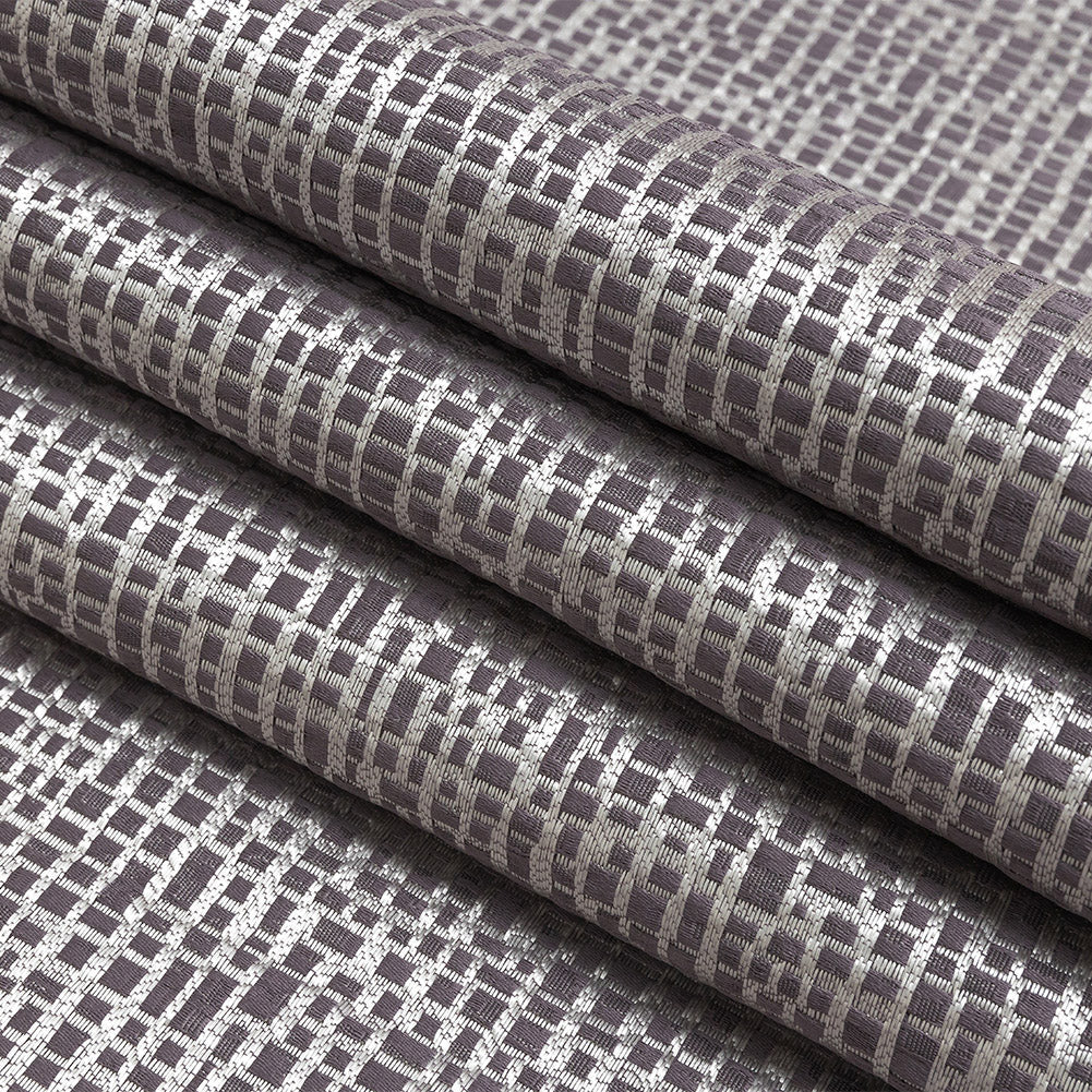 Polyester Jacquard - Amethyst Grid - British Imported