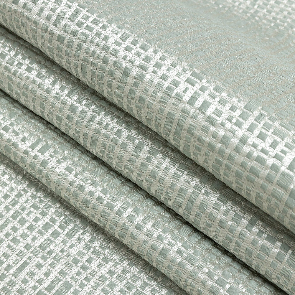Polyester Jacquard - Seafoam Grid - British Imported
