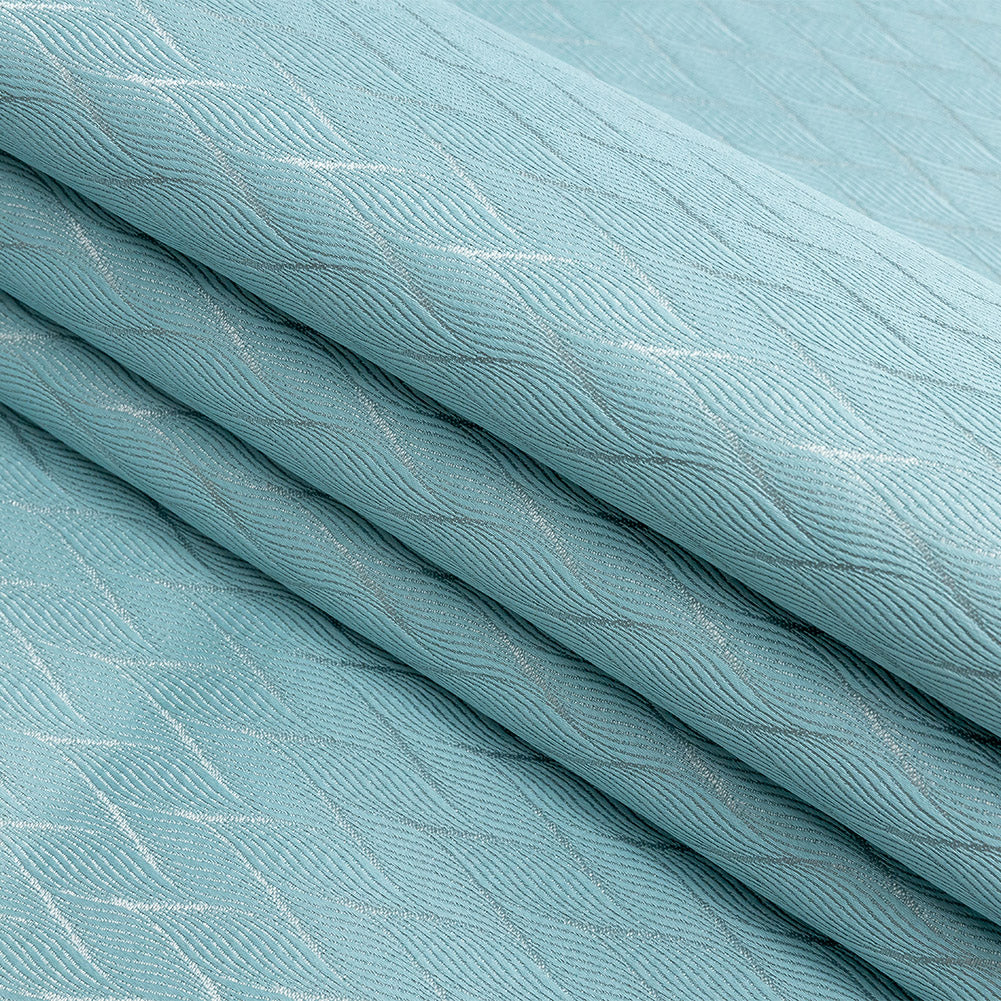 Drapery Jacquard - Aquamarine Flowing Leaves - British Imported