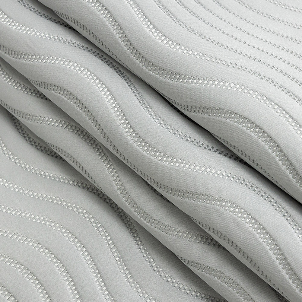 Satin-Faced Jacquard - Ice Wavy Lines - British Imported