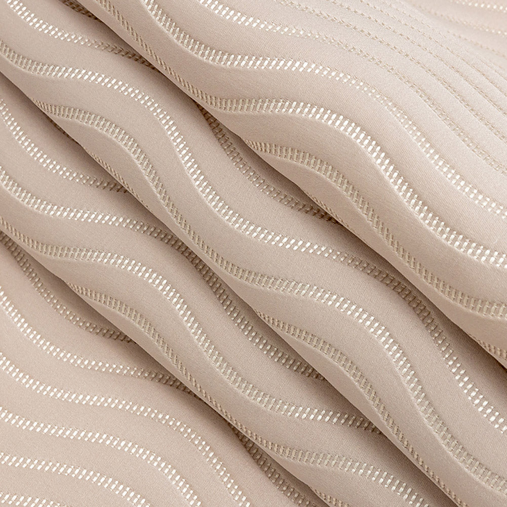Satin-Faced Jacquard - Orchid Wavy Lines - British Imported