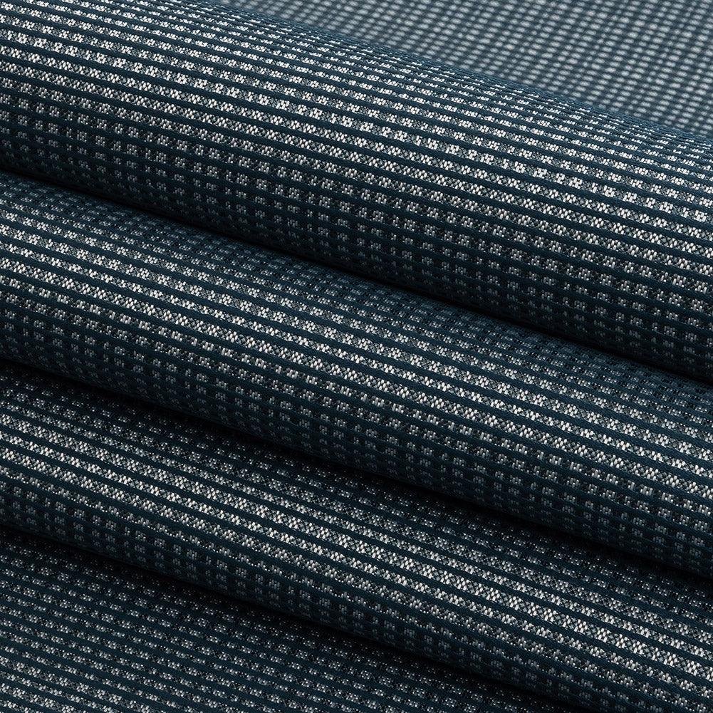 Gridded Polyester Woven - Indigo - British Imported