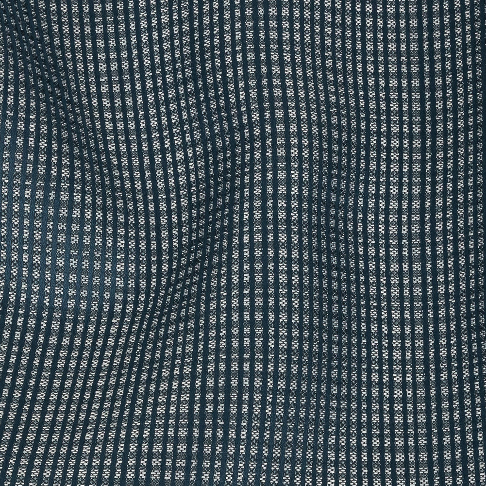 Gridded Polyester Woven - Indigo - British Imported