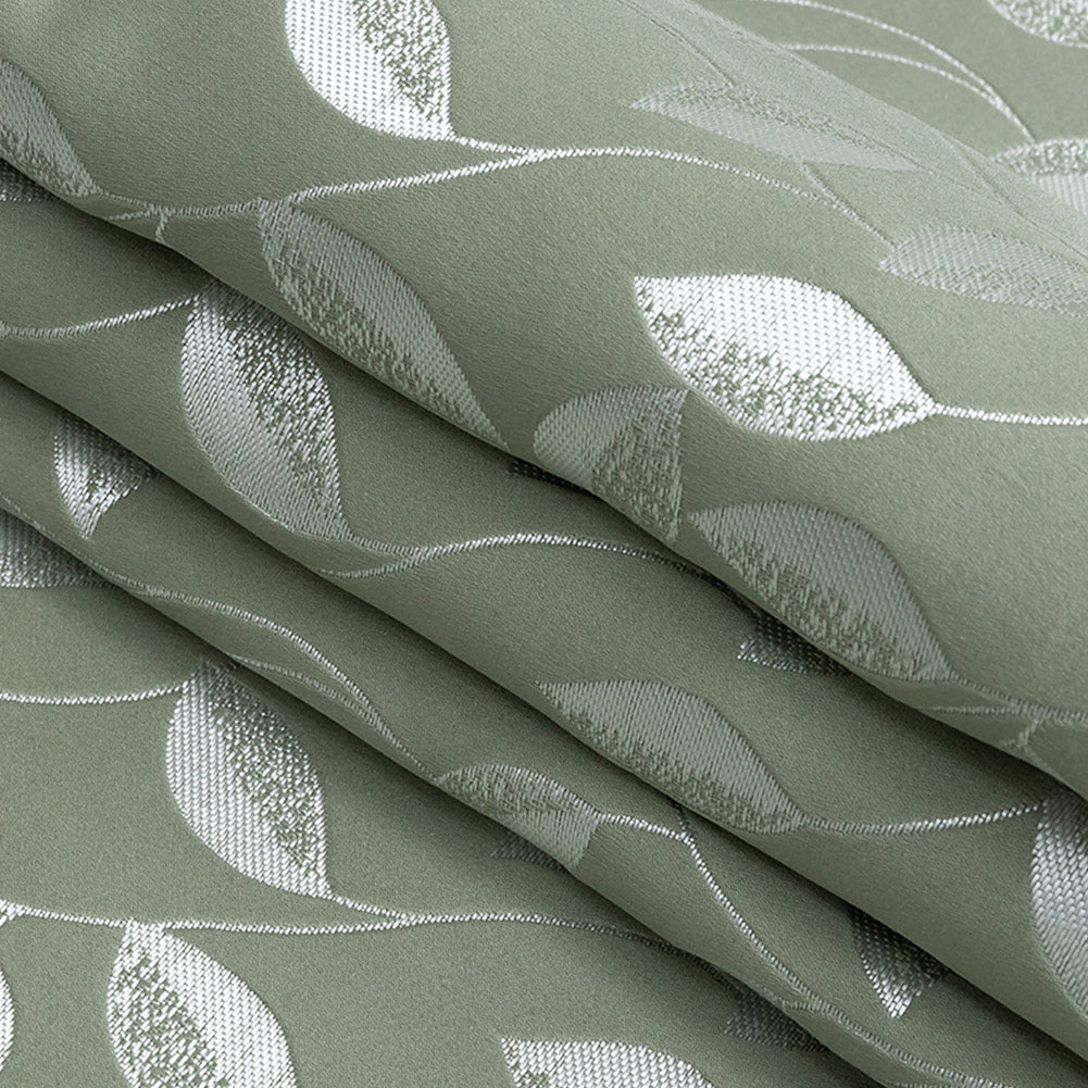 Satin-Faced Jacquard - Sage Foliage - British Imported