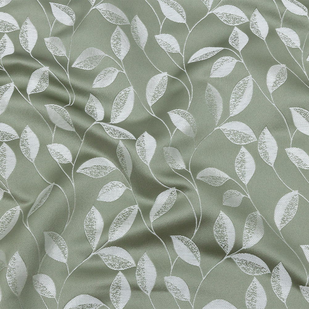 Satin-Faced Jacquard - Sage Foliage - British Imported