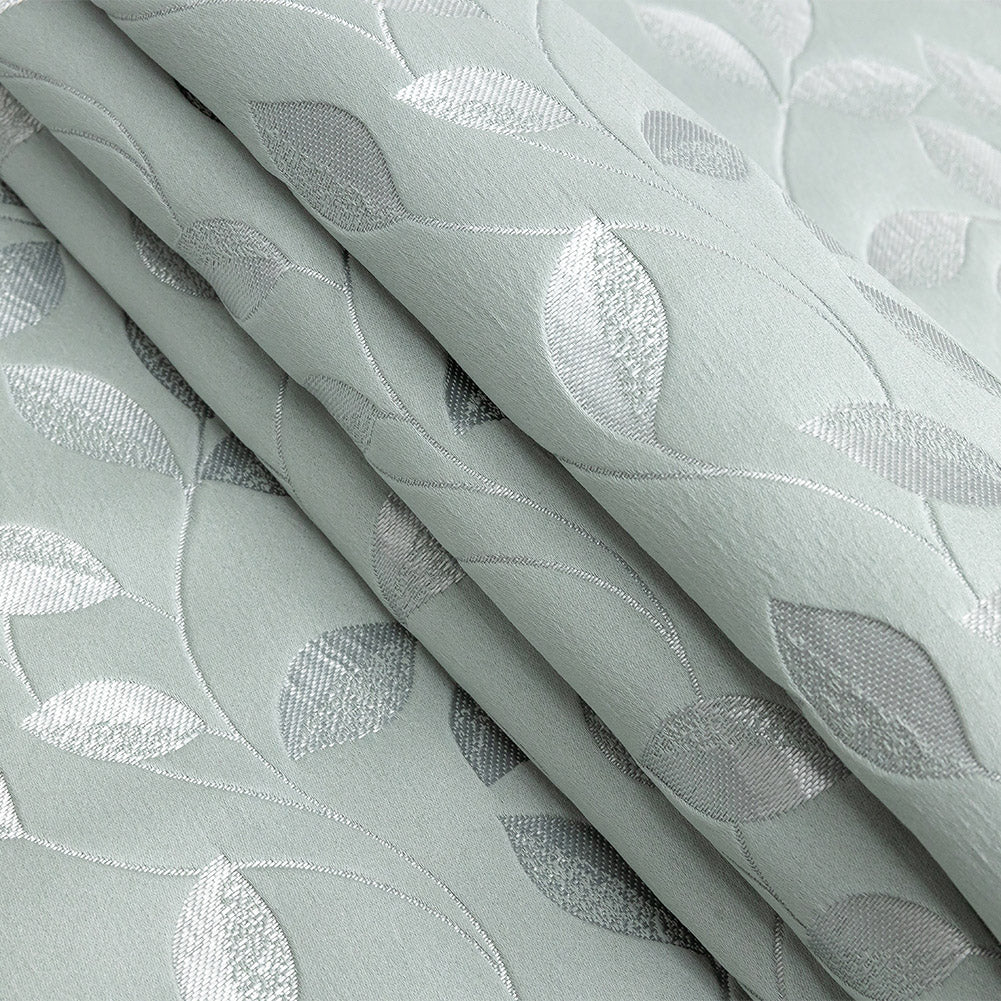 Satin-Faced Jacquard - Seafoam Foliage - British Imported