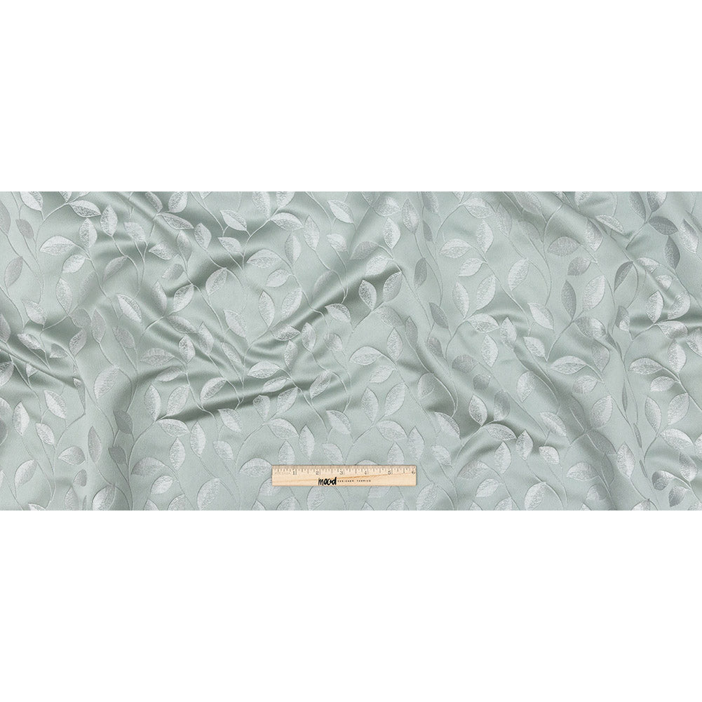 Satin-Faced Jacquard - Seafoam Foliage - British Imported