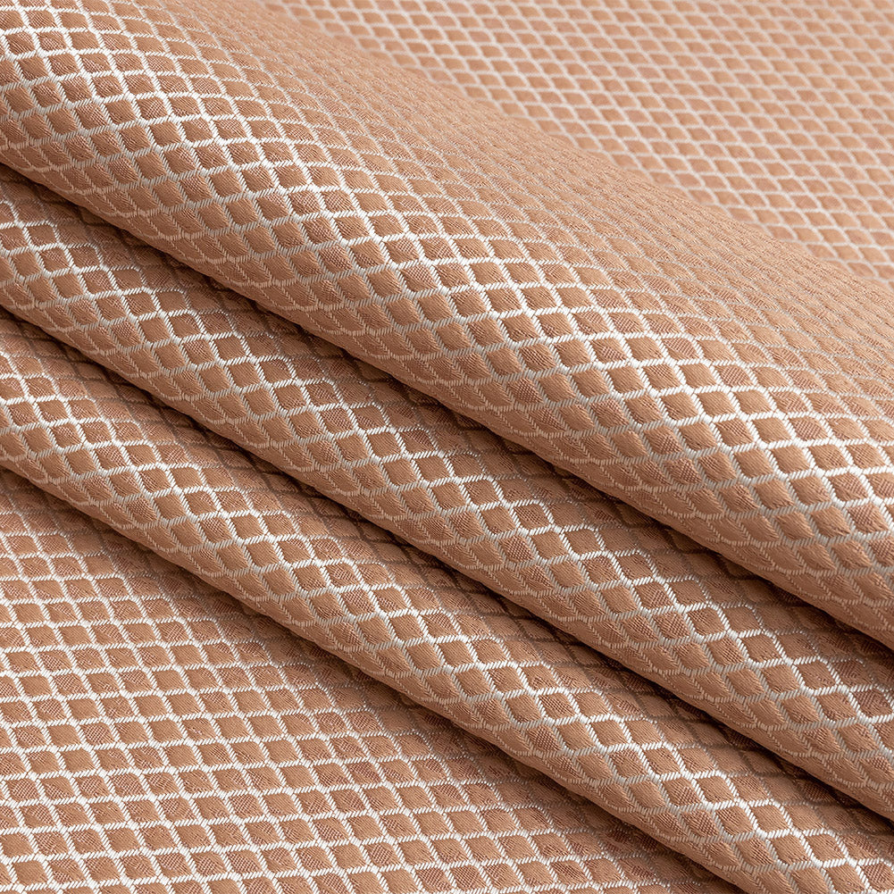 Polyester Jacquard - Rose Gold Diamonds - British Imported