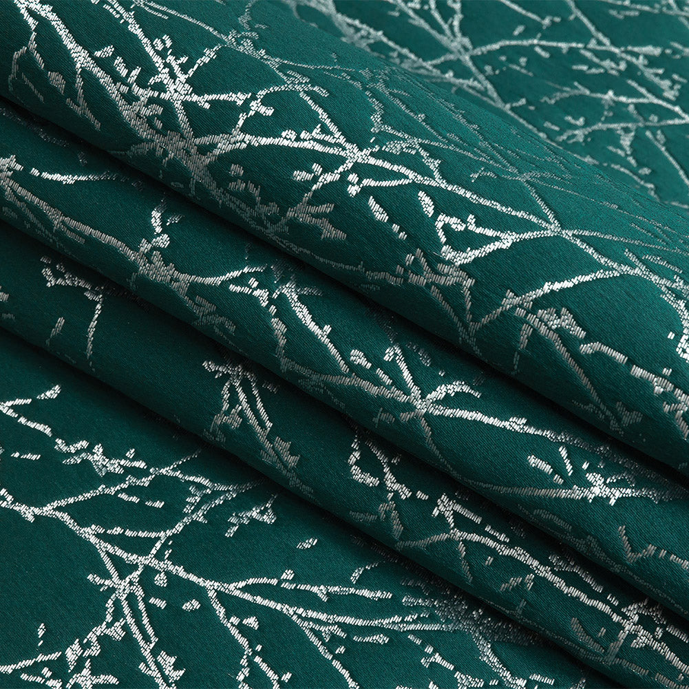 Polyester Jacquard - Emerald Wintry Branches - British Imported