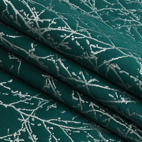 Polyester Jacquard - Emerald Wintry Branches - British Imported