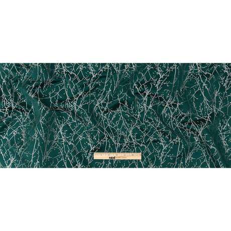 Polyester Jacquard - Emerald Wintry Branches - British Imported