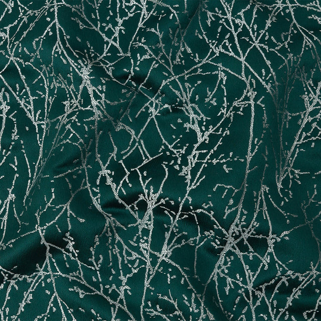 Polyester Jacquard - Emerald Wintry Branches - British Imported