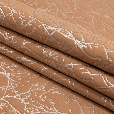 Polyester Jacquard - Rose Gold Wintry Branches - British Imported