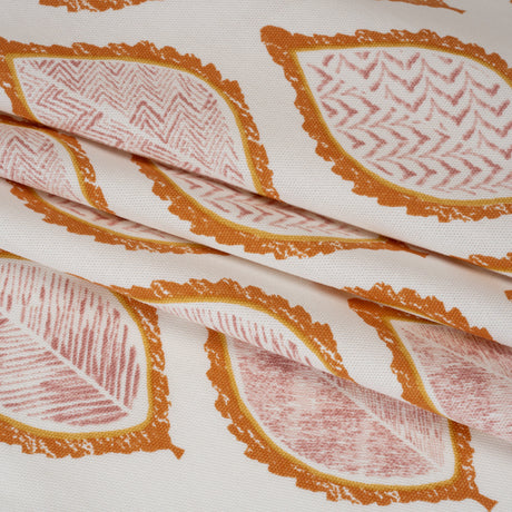Cotton Canvas Print - Tangerine Textured Leaves - British Imported