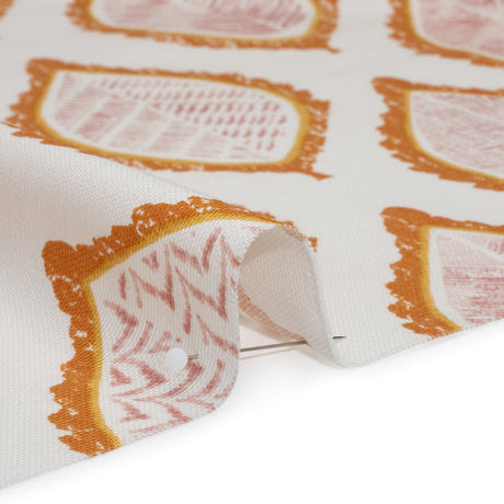 Cotton Canvas Print - Tangerine Textured Leaves - British Imported