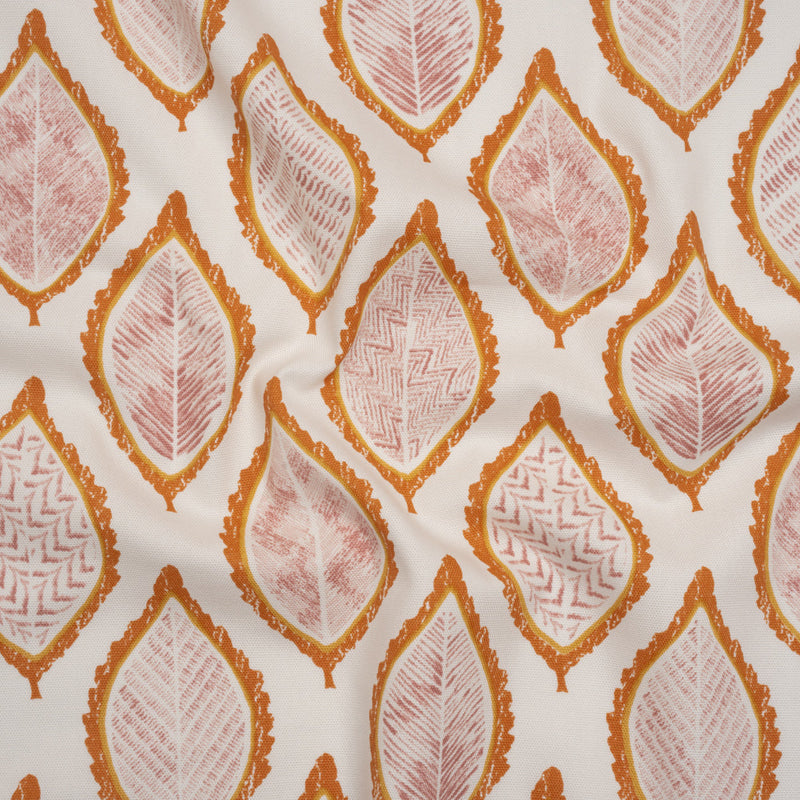 Cotton Canvas Print - Tangerine Textured Leaves - British Imported