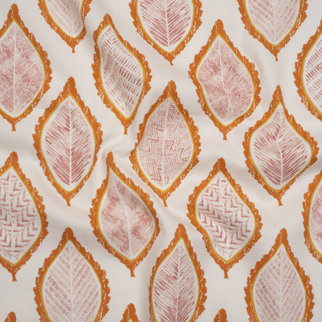 Cotton Canvas Print - Tangerine Textured Leaves - British Imported