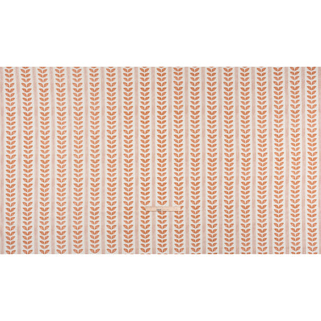 Cotton Canvas Print - Tangerine Leaves and Stripes - British Imported