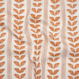 Cotton Canvas Print - Tangerine Leaves and Stripes - British Imported