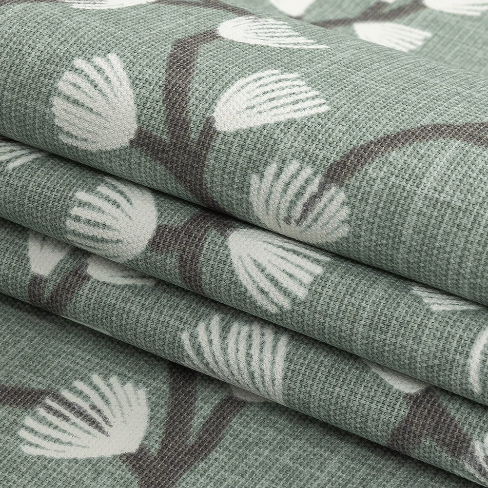 Cotton Canvas Print - Seafoam Japanese Blooms - British Imported