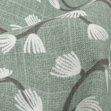 Cotton Canvas Print - Seafoam Japanese Blooms - British Imported