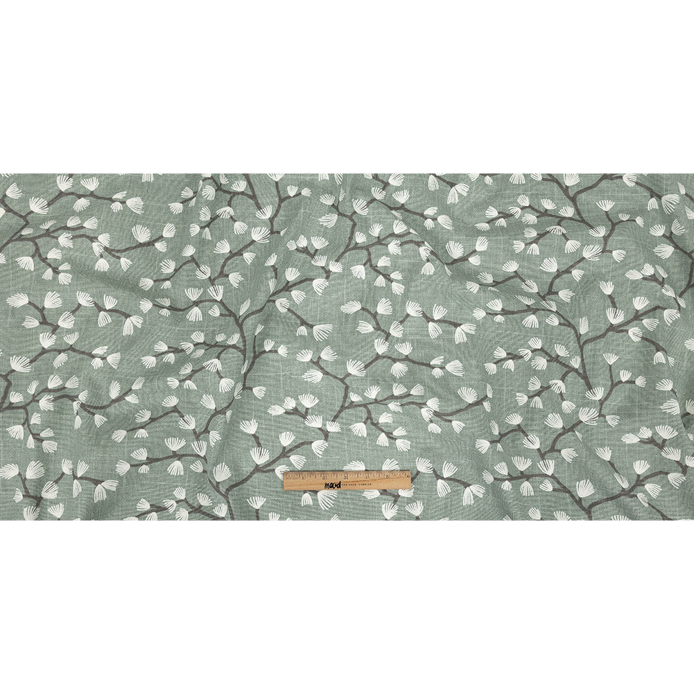 Cotton Canvas Print - Seafoam Japanese Blooms - British Imported
