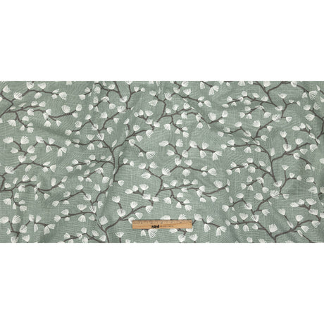Cotton Canvas Print - Seafoam Japanese Blooms - British Imported