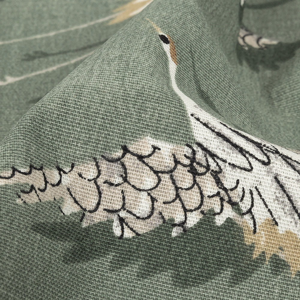 Cotton Canvas Print - Olive Cranes - British Imported