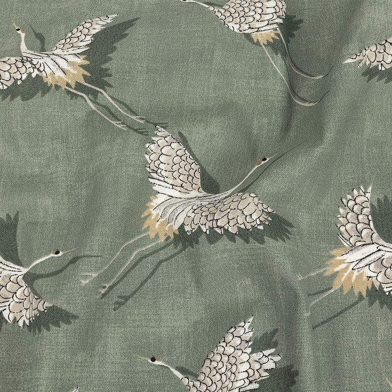 Cotton Canvas Print - Olive Cranes - British Imported