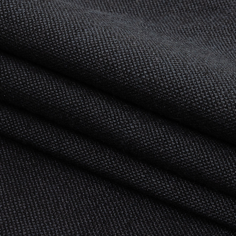 Polyester, Viscose and Linen Woven - Ebony - British Imported