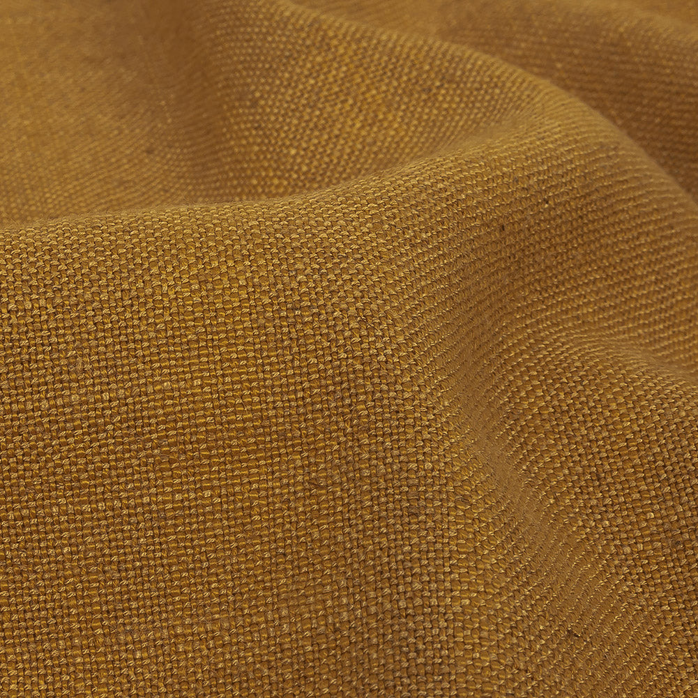 Polyester, Viscose and Linen Woven - Ochre - British Imported