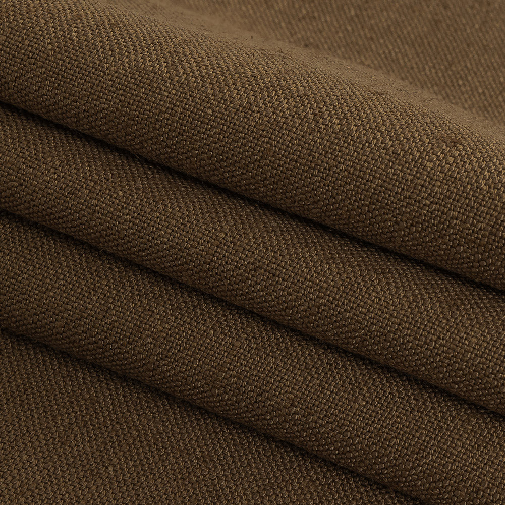 Polyester, Viscose and Linen Woven - Toffee - British Imported