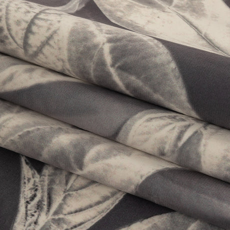 Polyester Knit Microvelvet Print - Slate Floating Leaves - British Imported