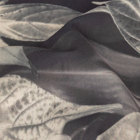 Polyester Knit Microvelvet Print - Slate Floating Leaves - British Imported
