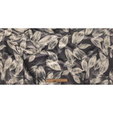 Polyester Knit Microvelvet Print - Slate Floating Leaves - British Imported
