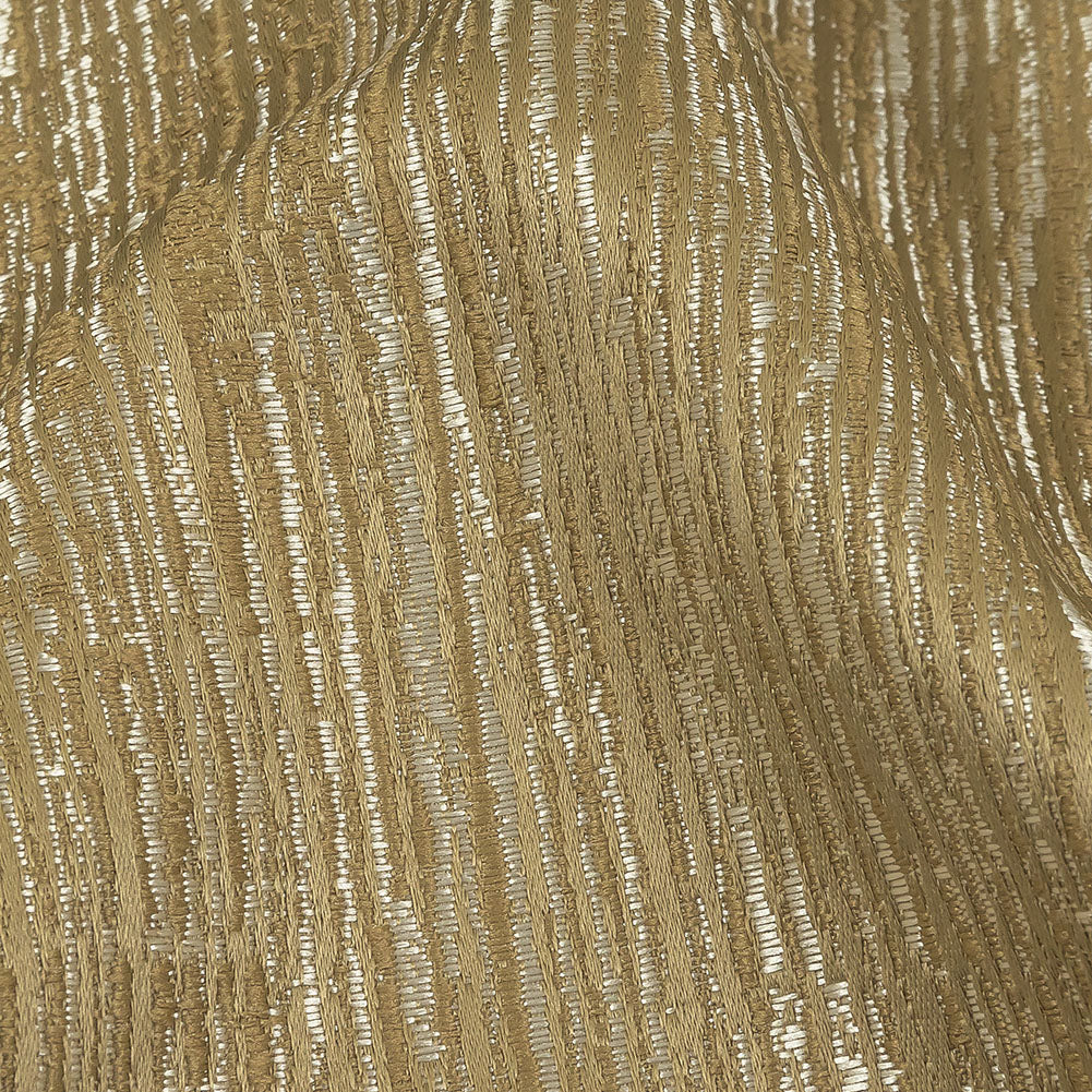 Recycled Polyester Jacquard - Gold Striated - British Imported