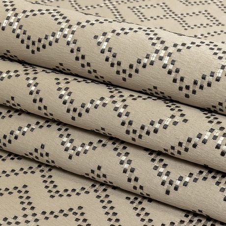 Recycled Polyester Jacquard - Champagne Geometric Diamonds - British Imported