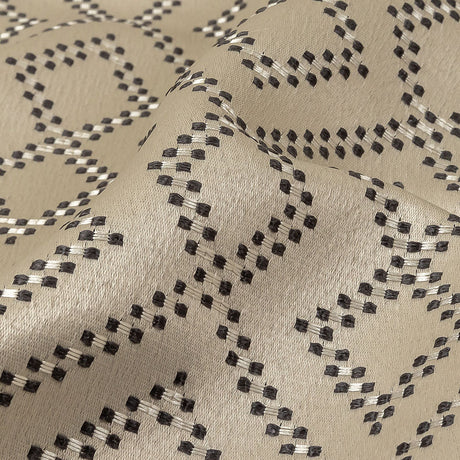 Recycled Polyester Jacquard - Champagne Geometric Diamonds - British Imported