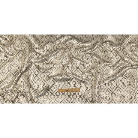 Recycled Polyester Jacquard - Champagne Geometric Diamonds - British Imported