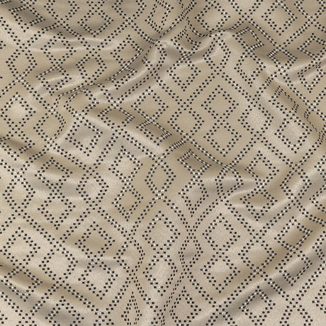 Recycled Polyester Jacquard - Champagne Geometric Diamonds - British Imported