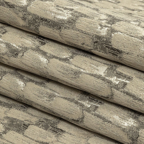 Recycled Polyester Jacquard - Champagne Abstract Brushstrokes - British Imported