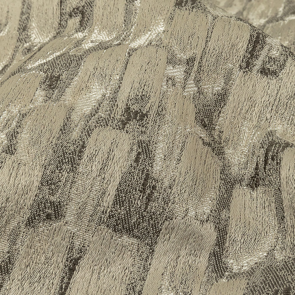 Recycled Polyester Jacquard - Champagne Abstract Brushstrokes - British Imported