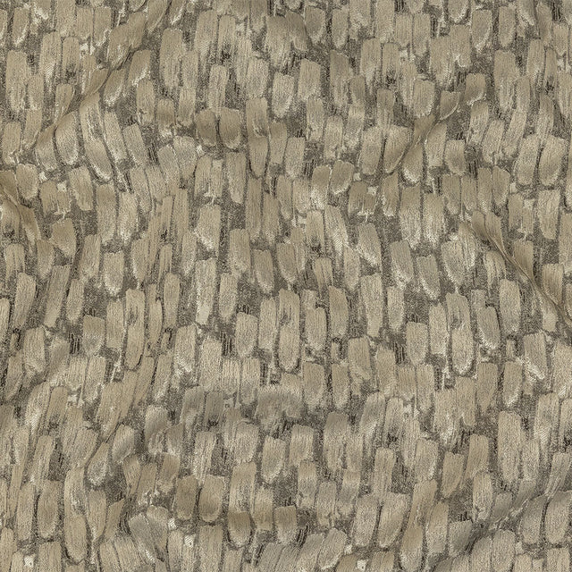 Recycled Polyester Jacquard - Champagne Abstract Brushstrokes - British Imported