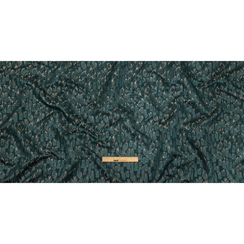 Recycled Polyester Jacquard - Peacock Abstract Brushstrokes - British Imported